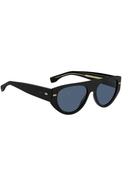Schwarze Sonnenbrille aus Bio-Acetat mit gemusterten Nieten