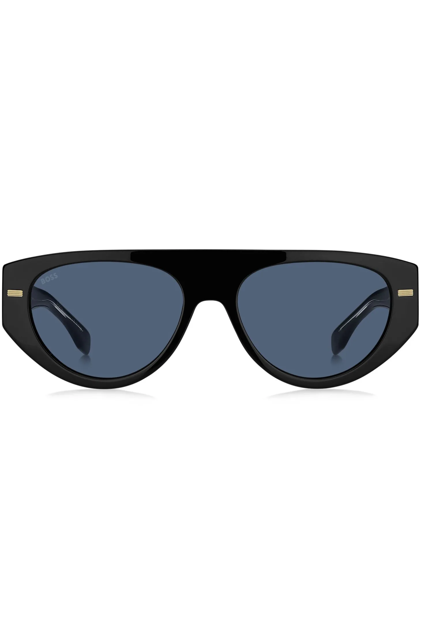 Schwarze Sonnenbrille aus Bio-Acetat mit gemusterten Nieten