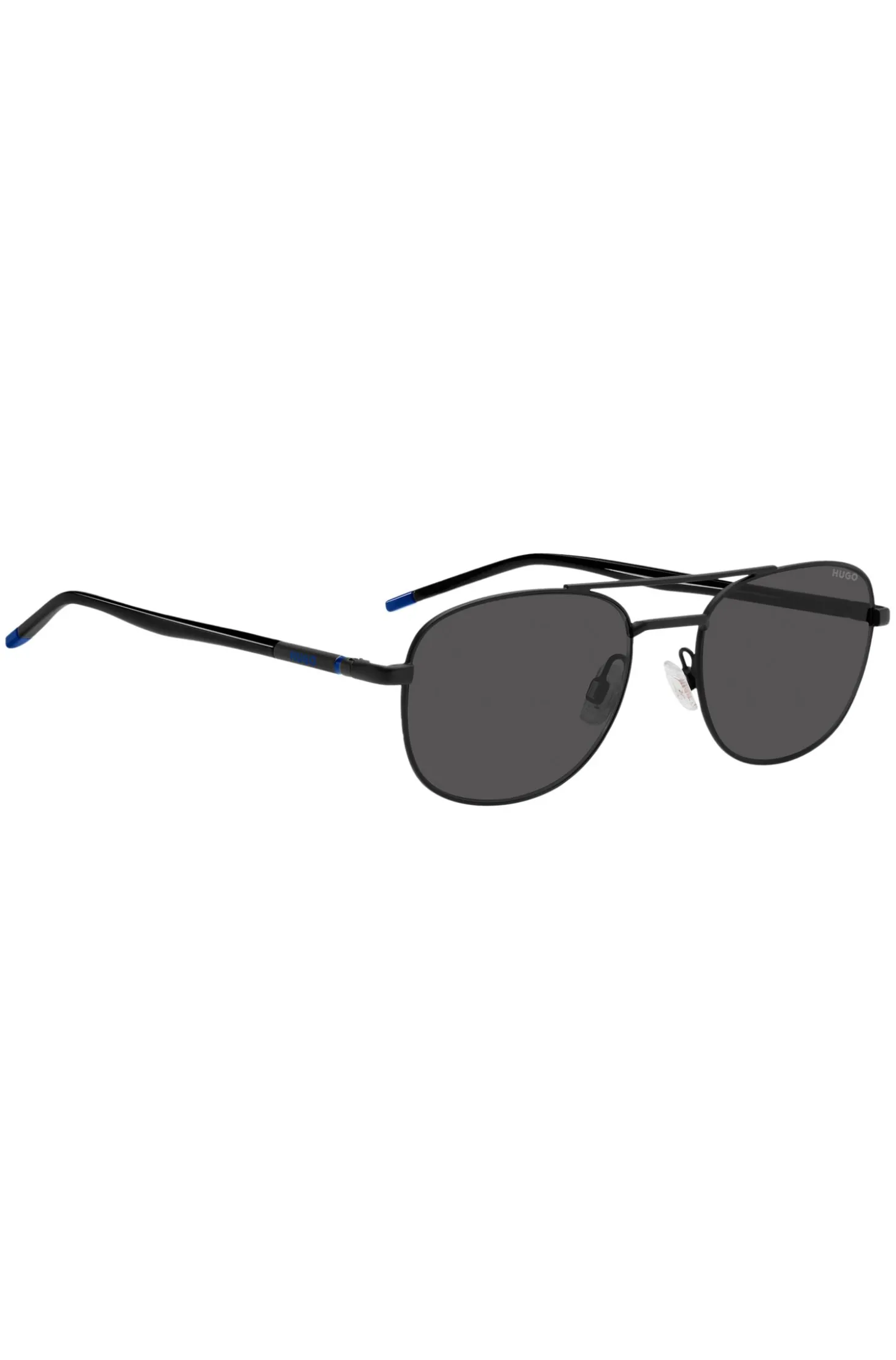 Schwarze Sonnenbrille mit blauen Details
