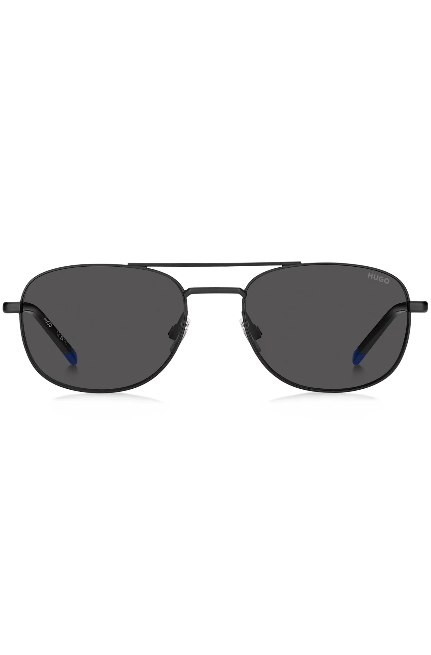 Schwarze Sonnenbrille mit blauen Details