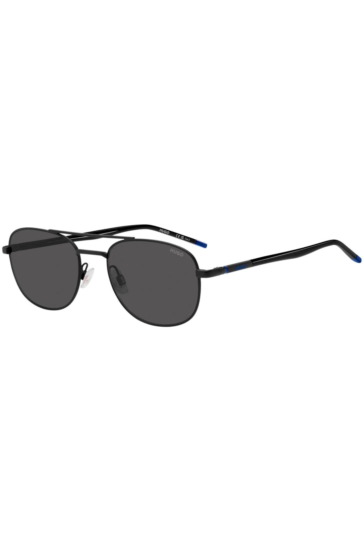 Schwarze Sonnenbrille mit blauen Details