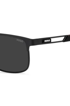 Schwarze Sonnenbrille mit Gummi-Logo