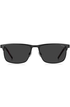 Schwarze Sonnenbrille mit Gummi-Logo