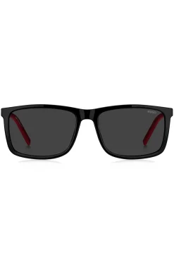 Schwarze Sonnenbrille mit zweifarbigen Bügeln