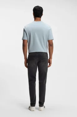 Schwarze Tapered-Fit Jeans aus bequemem Stretch-Denim