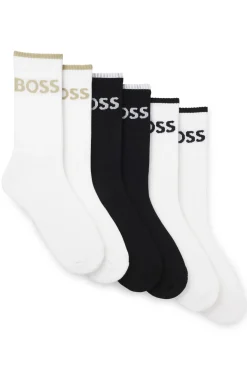Sechserpack kurze Socken aus geripptem Baumwoll-Mix