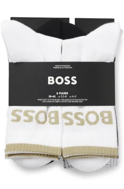 Sechserpack kurze Socken aus geripptem Baumwoll-Mix