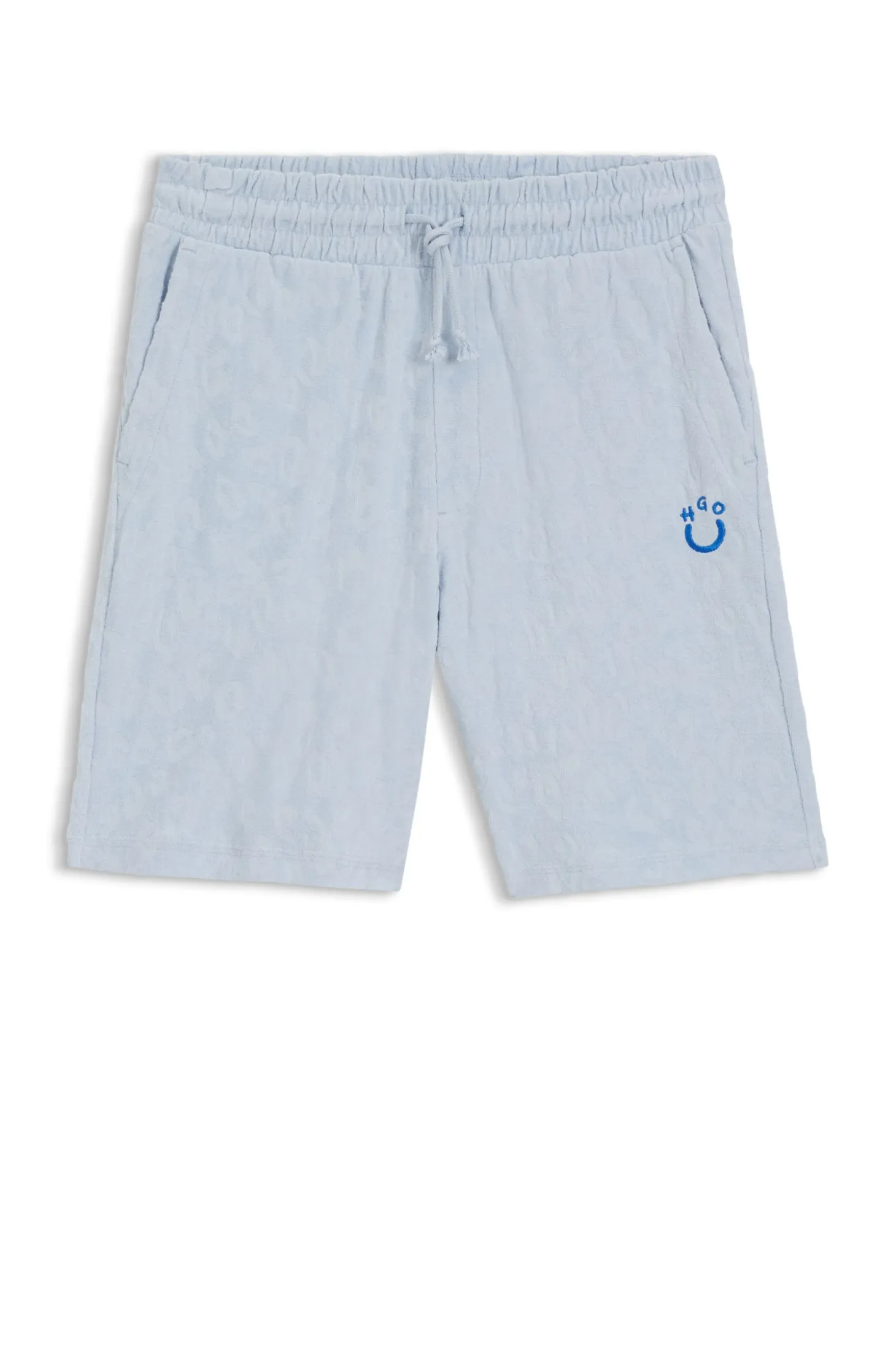 Shorts aus Baumwoll-Frottee mit Leopard-Jacquard