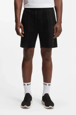 Shorts aus Baumwoll-Jersey mit matten und glänzenden Streifen