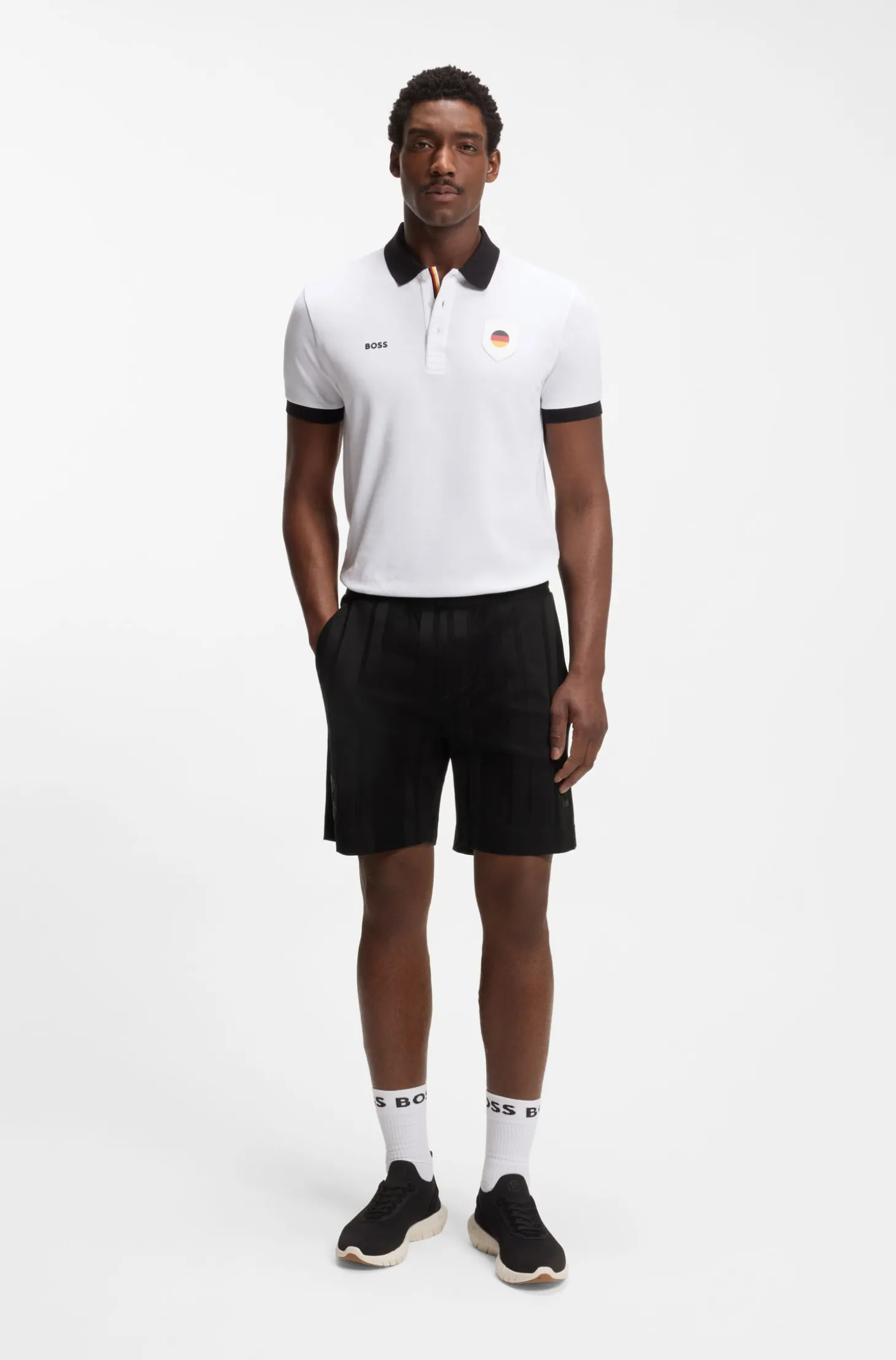Shorts aus Baumwoll-Jersey mit matten und glänzenden Streifen