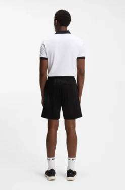 Shorts aus Baumwoll-Jersey mit matten und glänzenden Streifen
