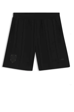 Shorts aus Baumwoll-Jersey mit matten und glänzenden Streifen