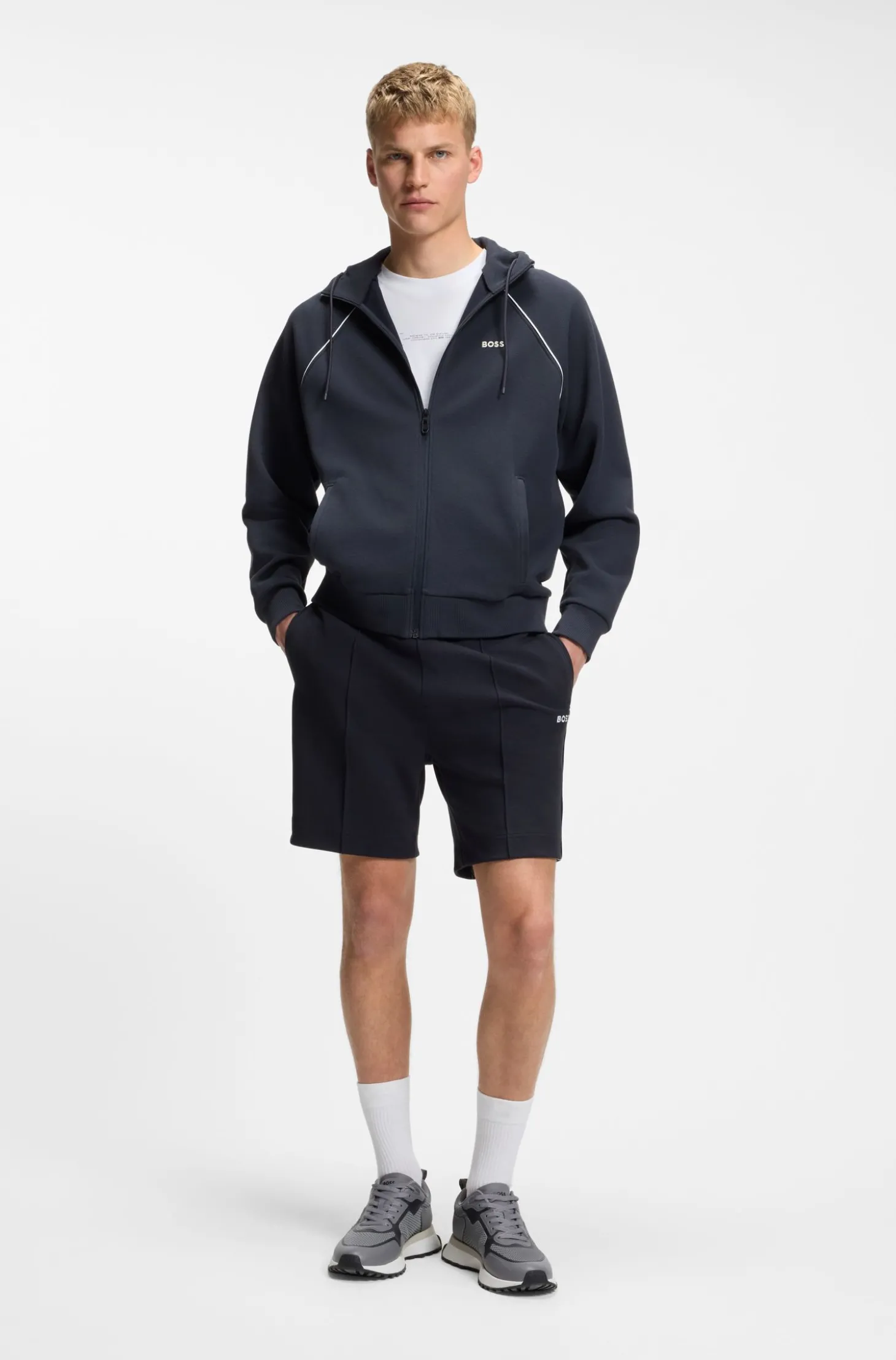 Shorts aus Baumwoll-Mix mit Paspeln