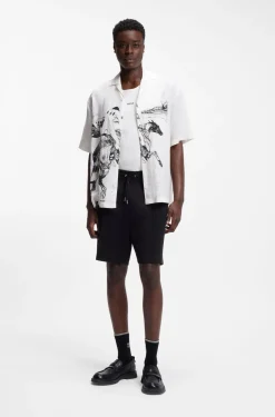 Shorts aus Baumwoll-Mix mit Stack-Logo-Besatz