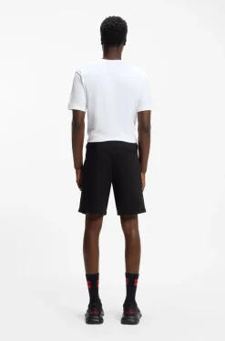 Shorts aus Baumwoll-Terry mit rotem Logo-Label