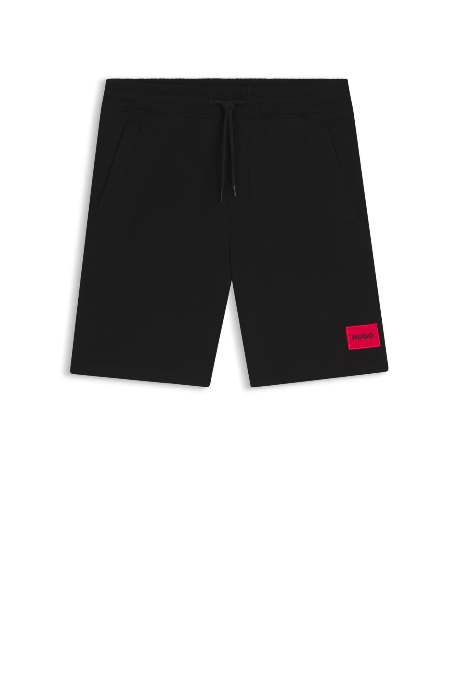 Shorts aus Baumwoll-Terry mit rotem Logo-Label