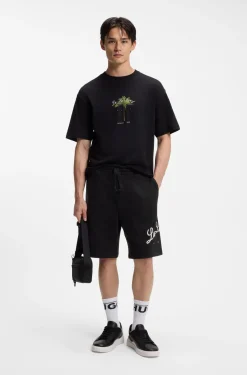 Shorts aus Baumwoll-Terry mit Logo-Artwork