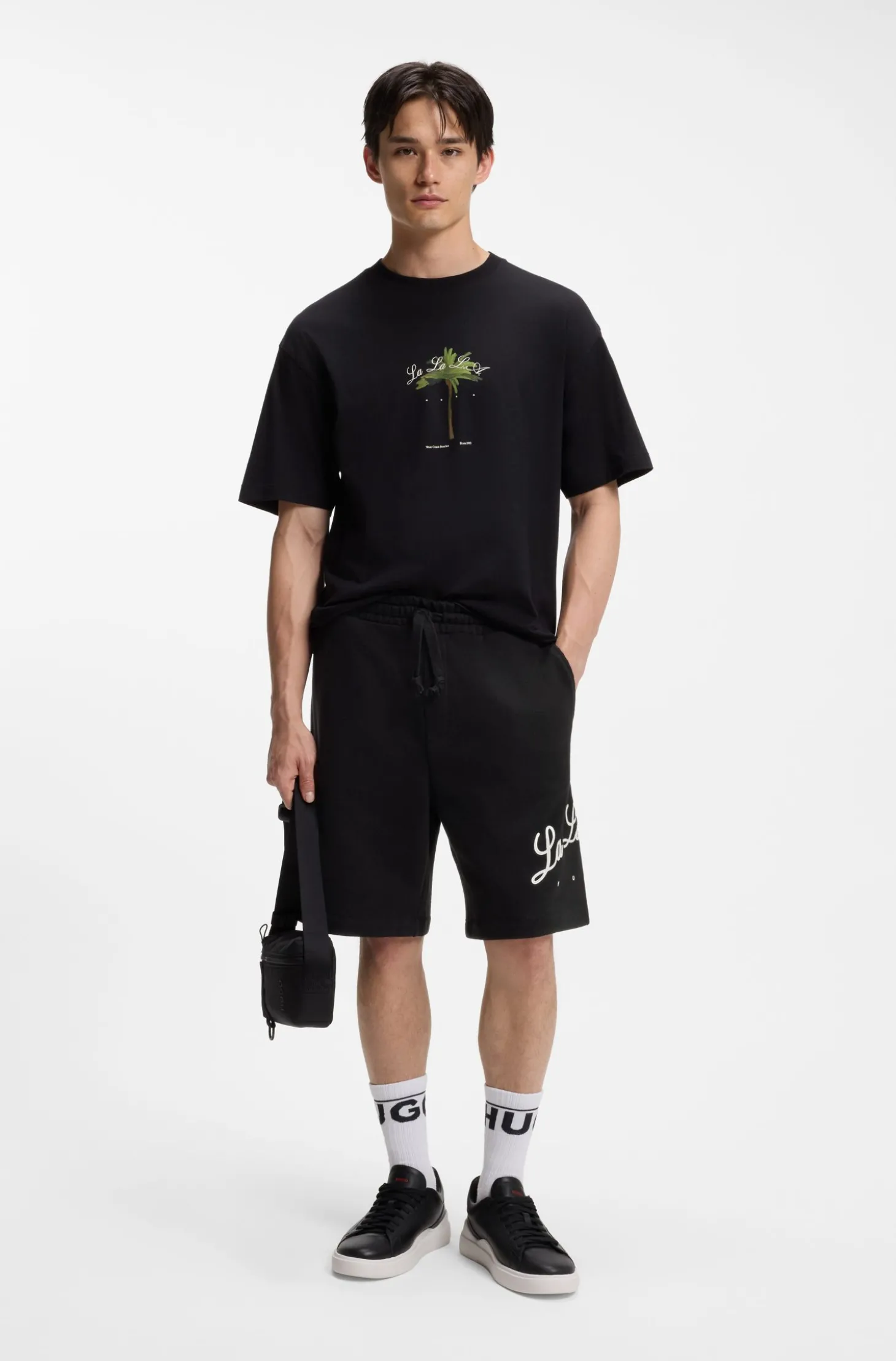 Shorts aus Baumwoll-Terry mit Logo-Artwork