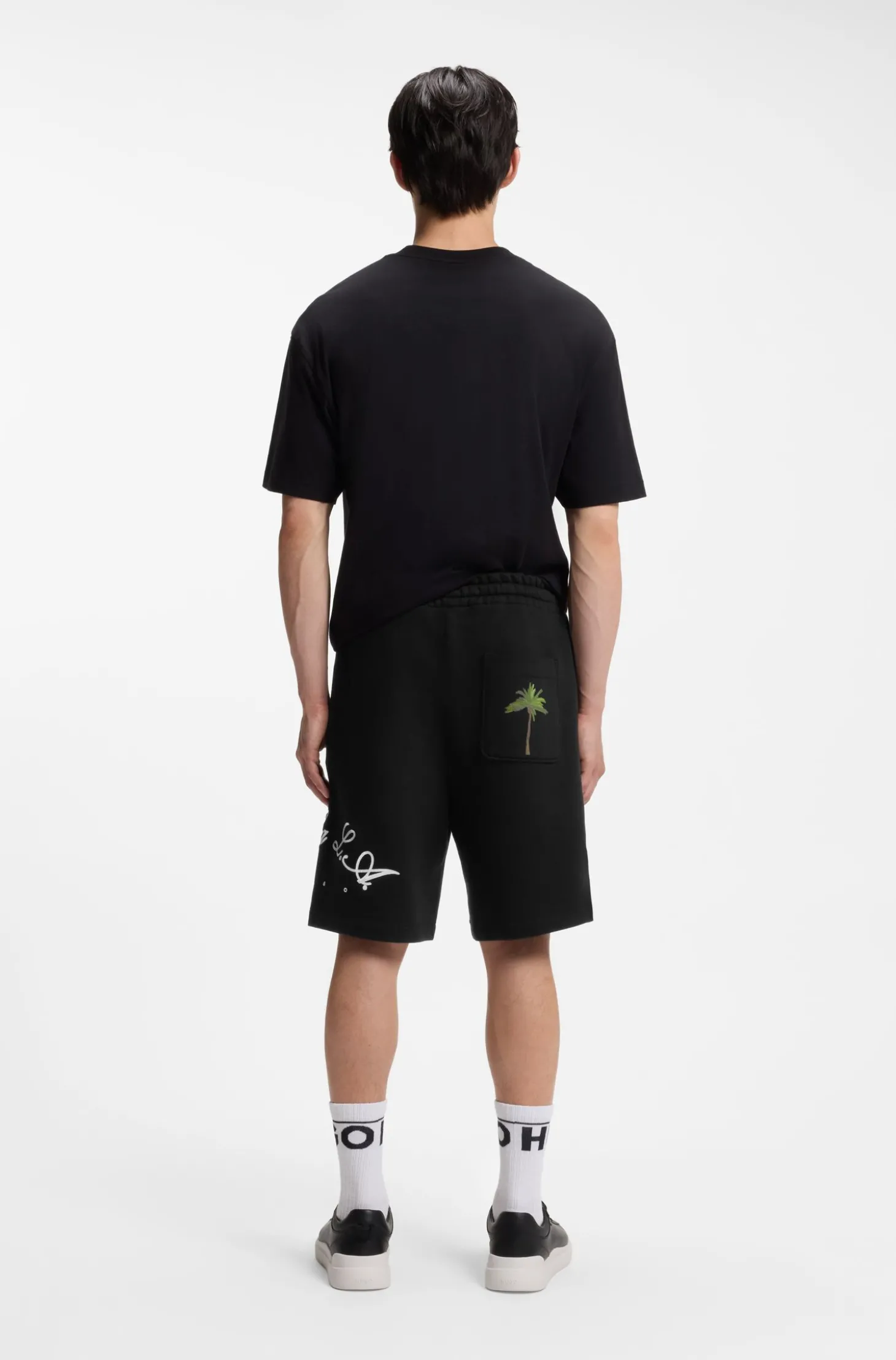 Shorts aus Baumwoll-Terry mit Logo-Artwork
