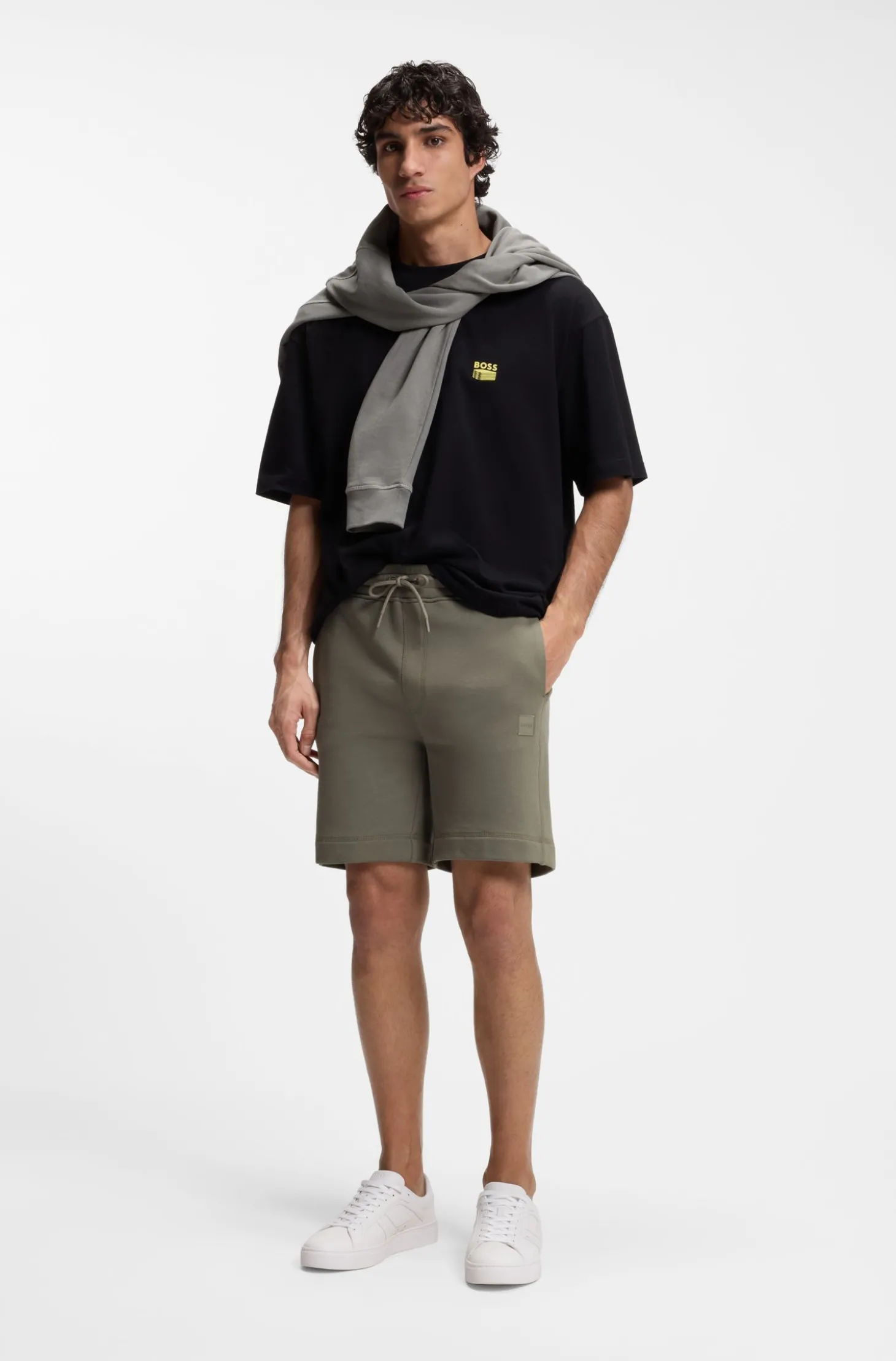 Shorts aus Baumwoll-Terry mit Logo-Patch
