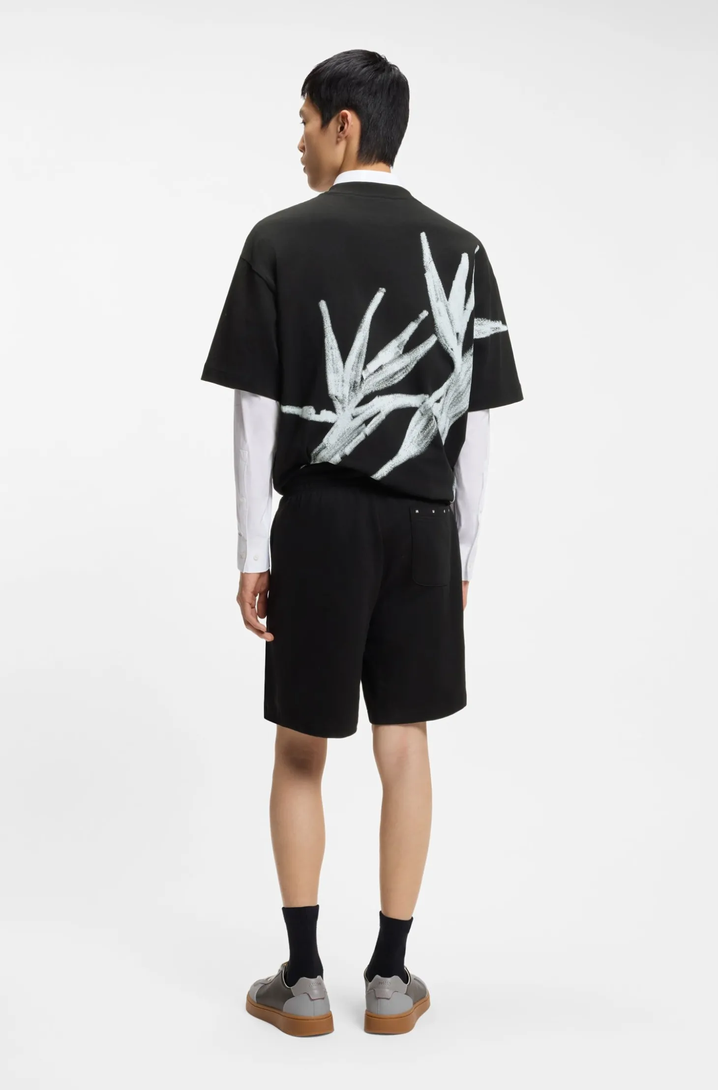 Shorts aus Baumwoll-Terry mit Artwork-Patch