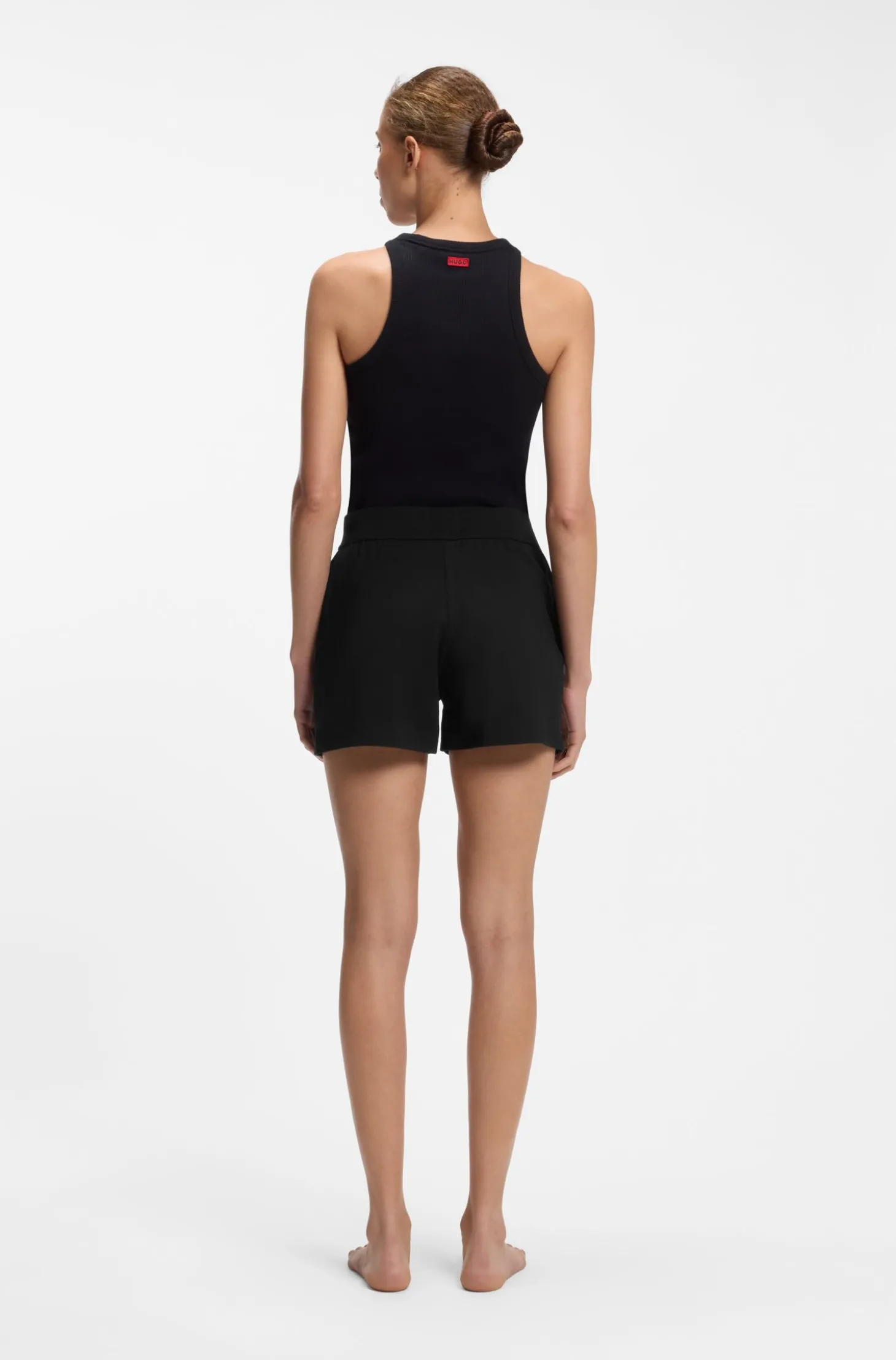 Shorts aus elastischem Gewebe mit Logo-Print