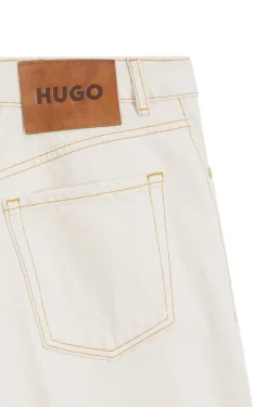 Shorts aus gewaschenem Ecru-Denim mit weitem Beinverlauf