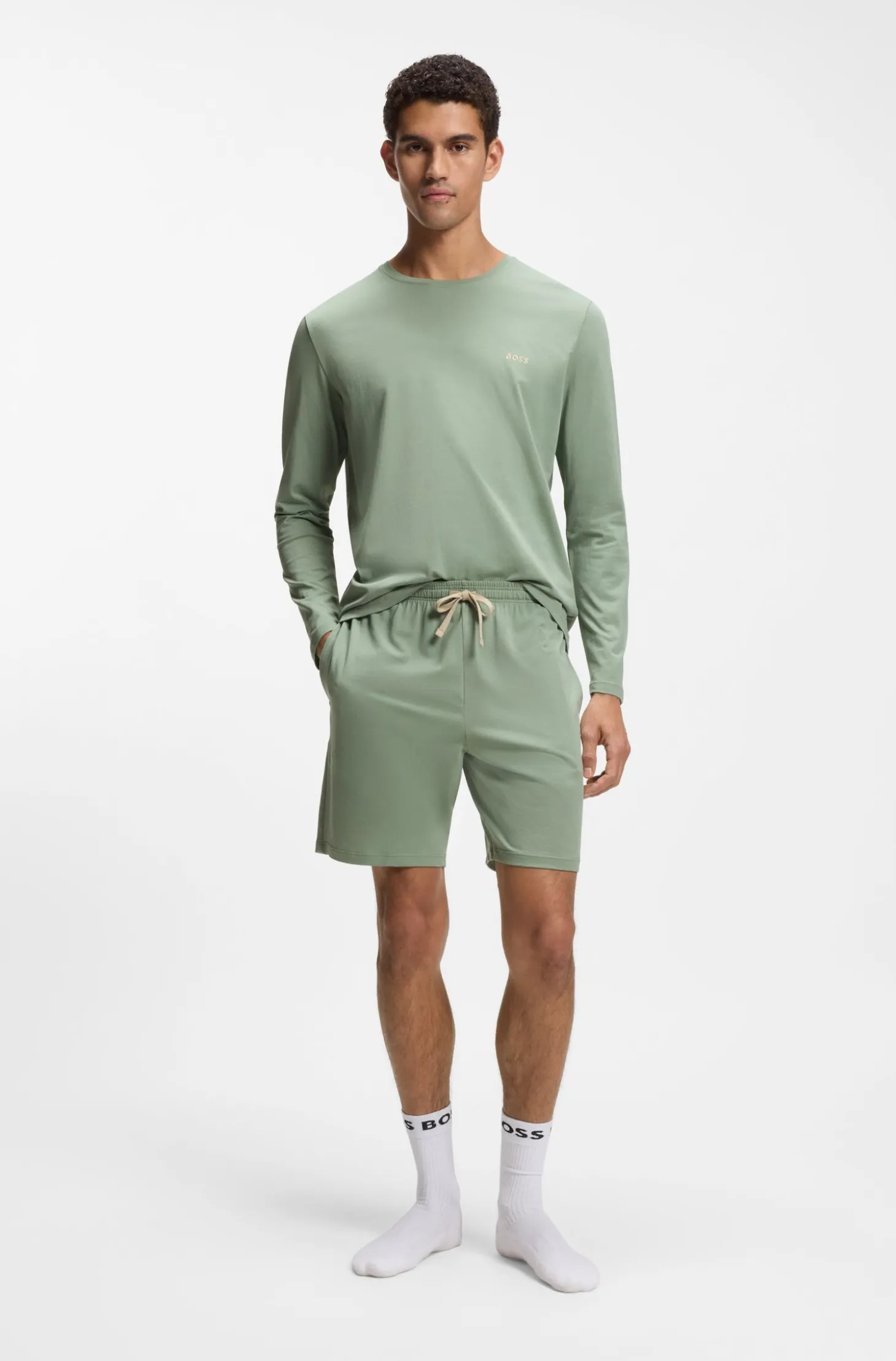 Shorts aus Stretch-Baumwolle mit Logo-Stickerei