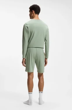 Shorts aus Stretch-Baumwolle mit Logo-Stickerei