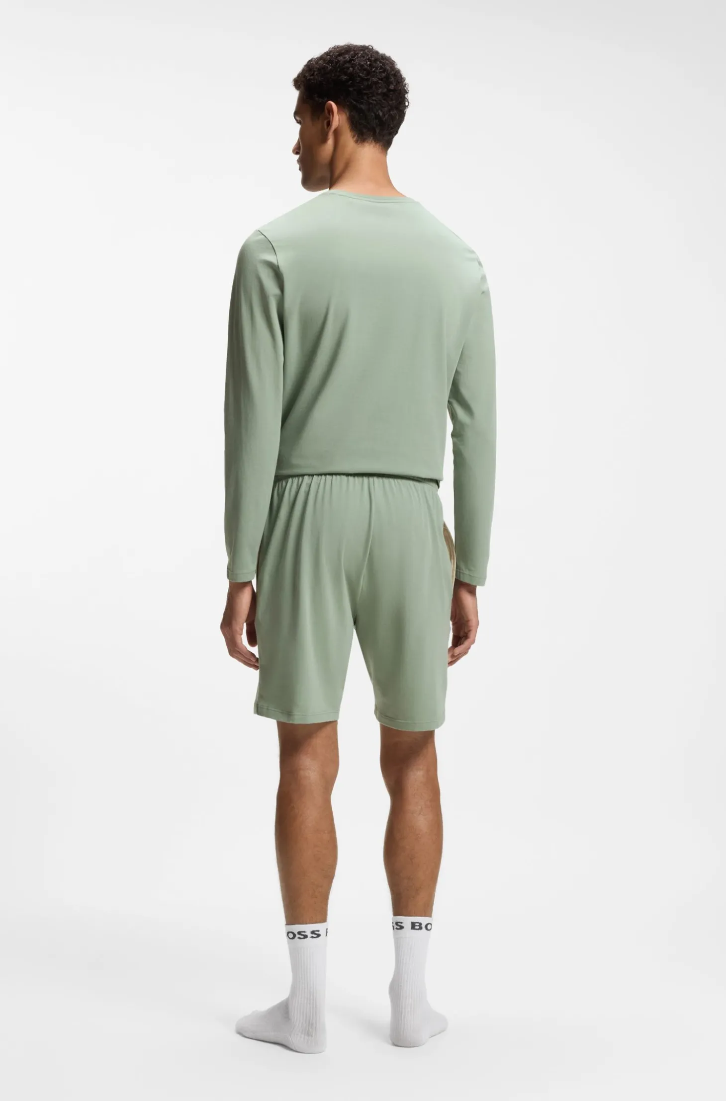 Shorts aus Stretch-Baumwolle mit Logo-Stickerei
