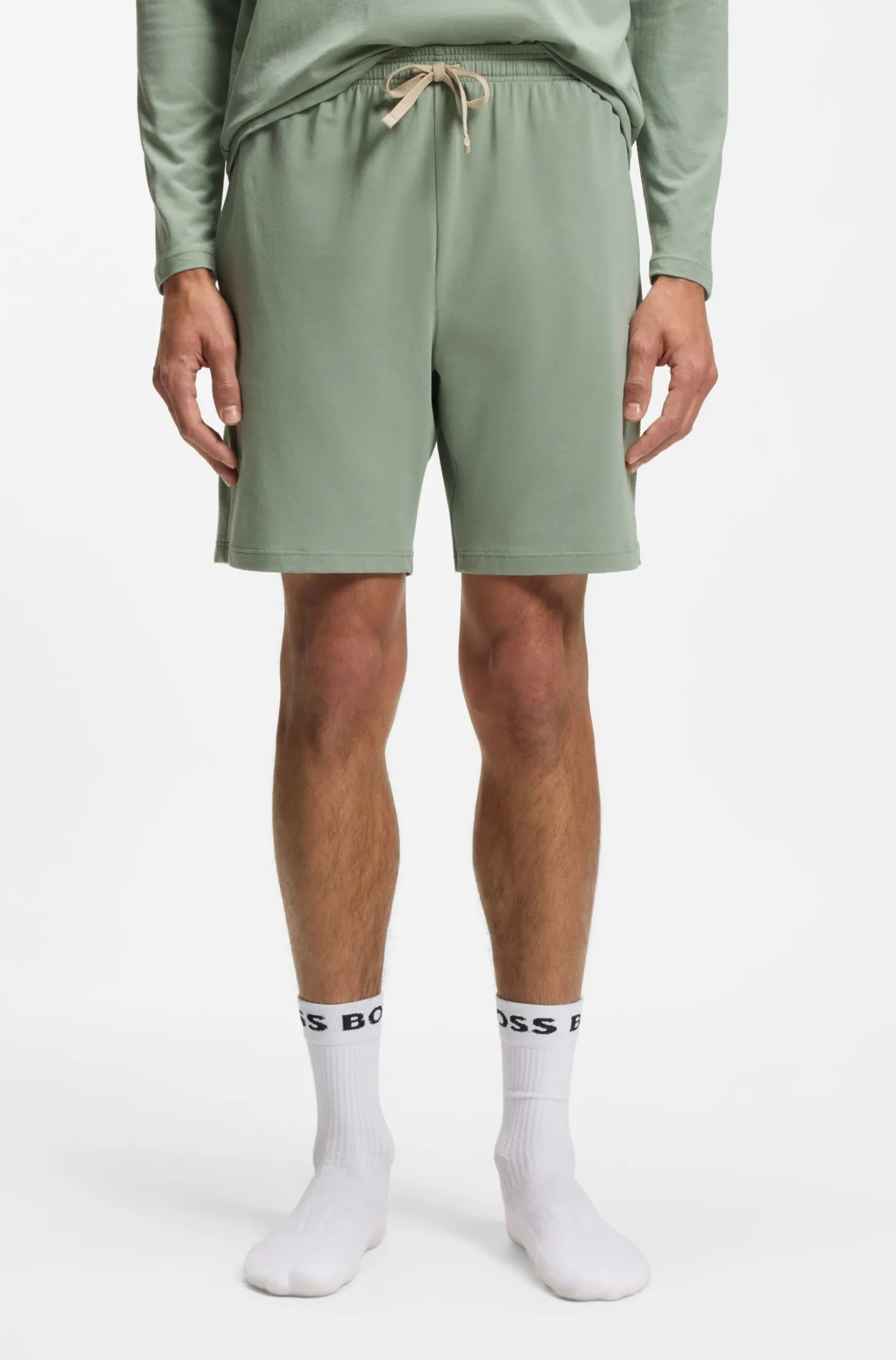 Shorts aus Stretch-Baumwolle mit Logo-Stickerei