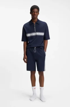 Shorts aus Stretch-Baumwolle mit Logo-Tape