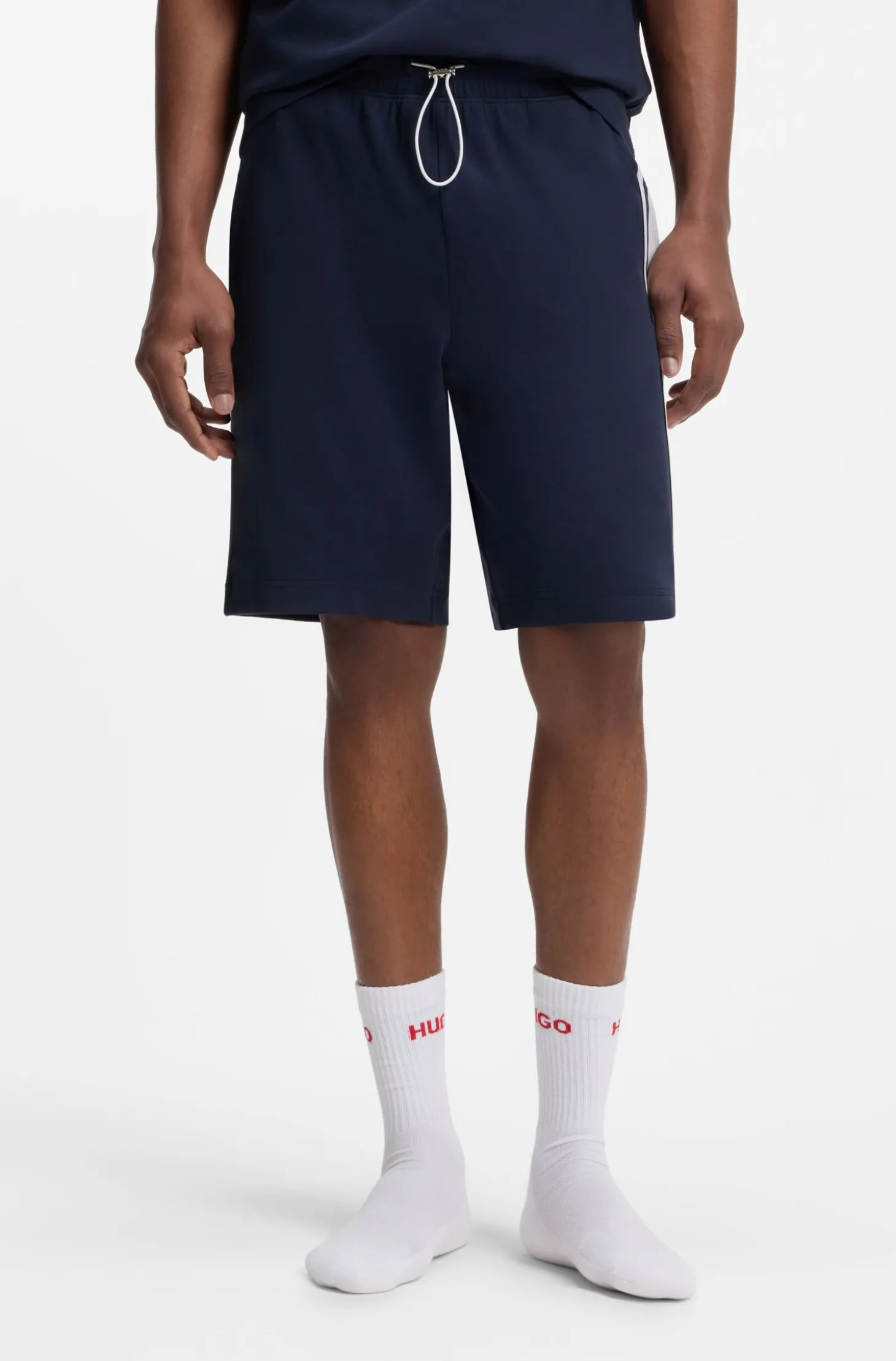 Shorts aus Stretch-Baumwolle mit Logo-Tape