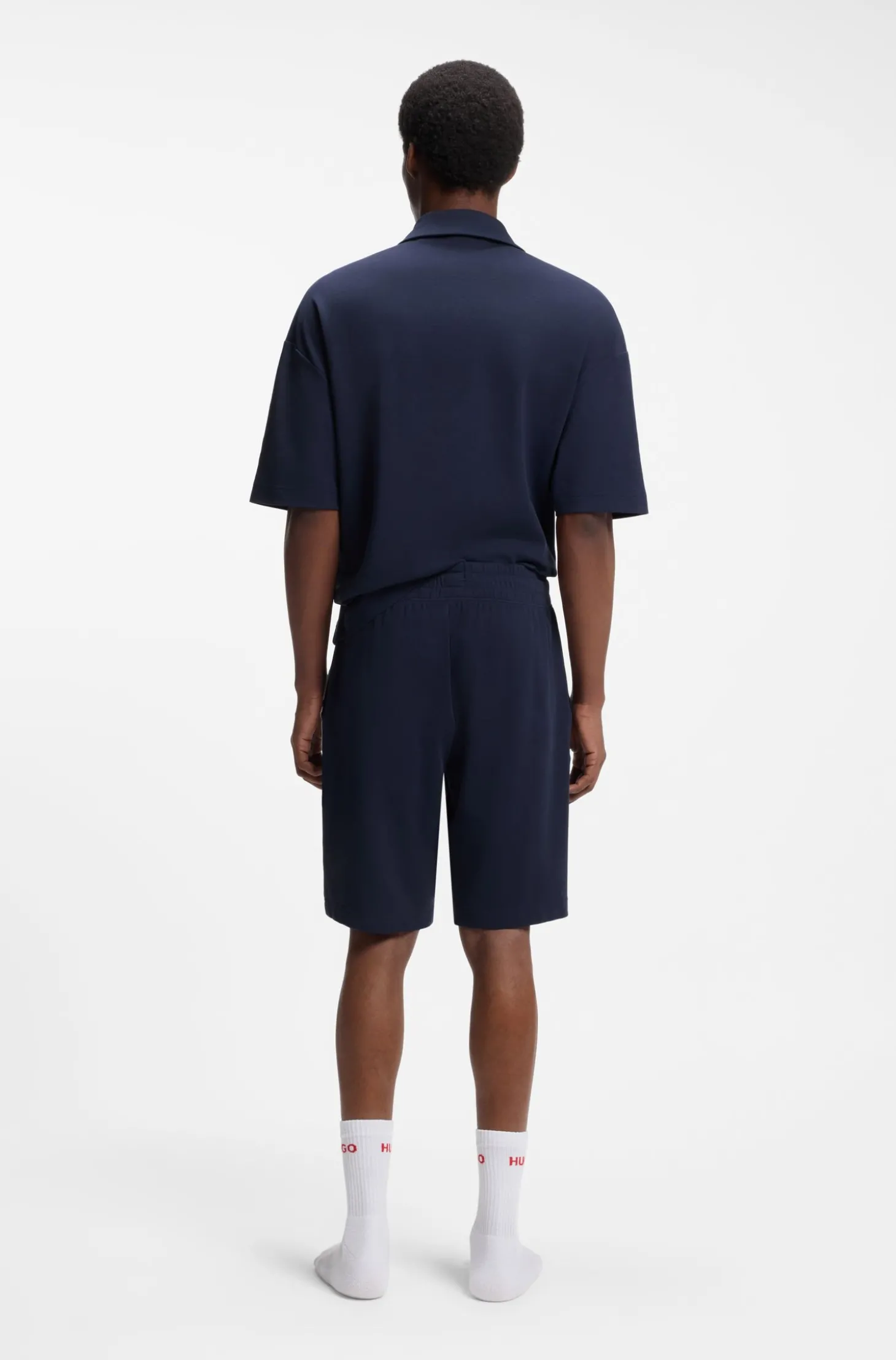 Shorts aus Stretch-Baumwolle mit Logo-Tape