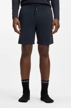 Shorts aus Stretch-Baumwolle mit Logo-Stickerei