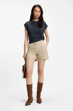 Shorts aus Stretch-Baumwolle mit umgeschlagenen Säumen