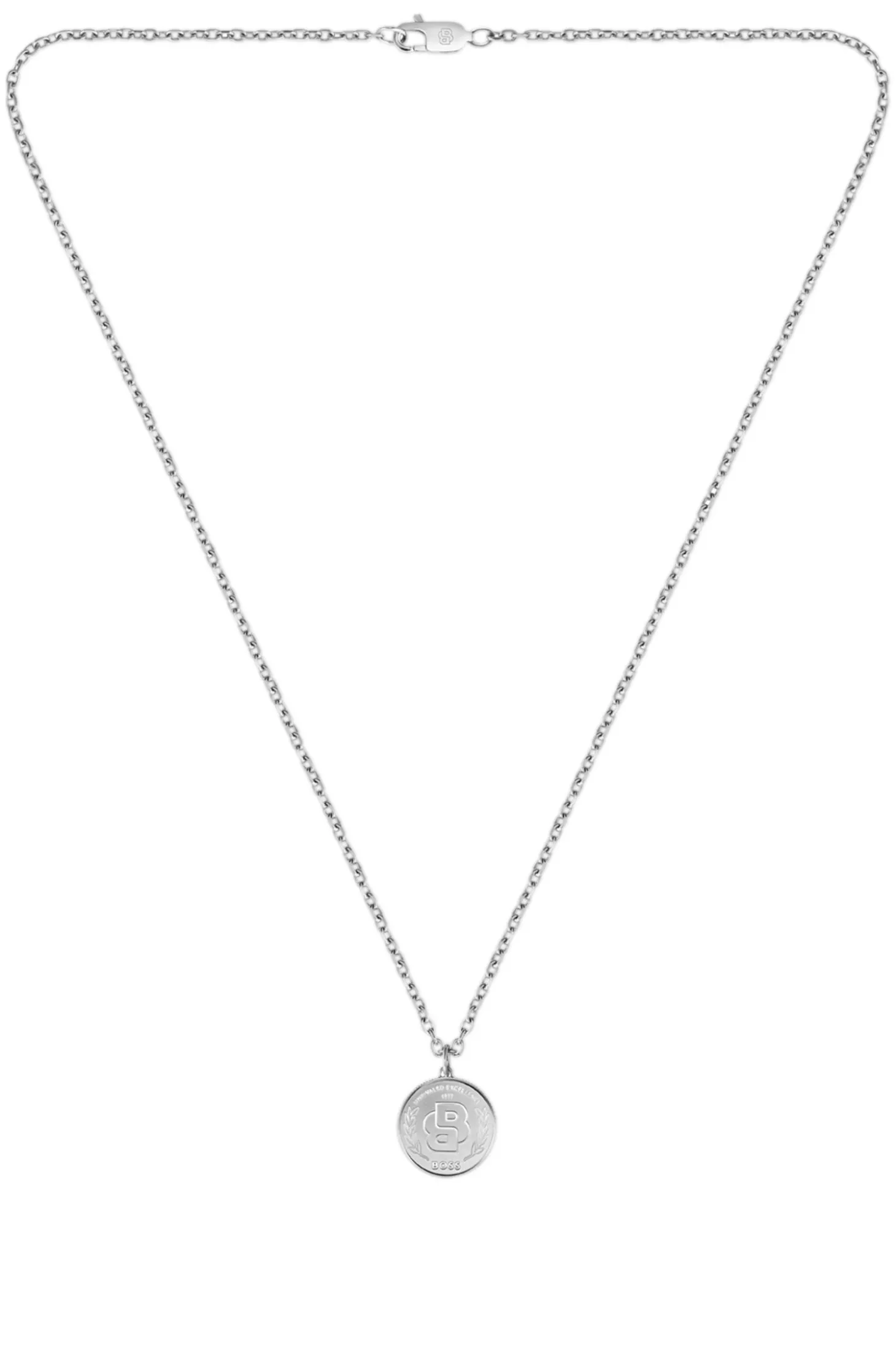 Silberfarbene Halskette mit Double-B-Monogramm-Medaillon