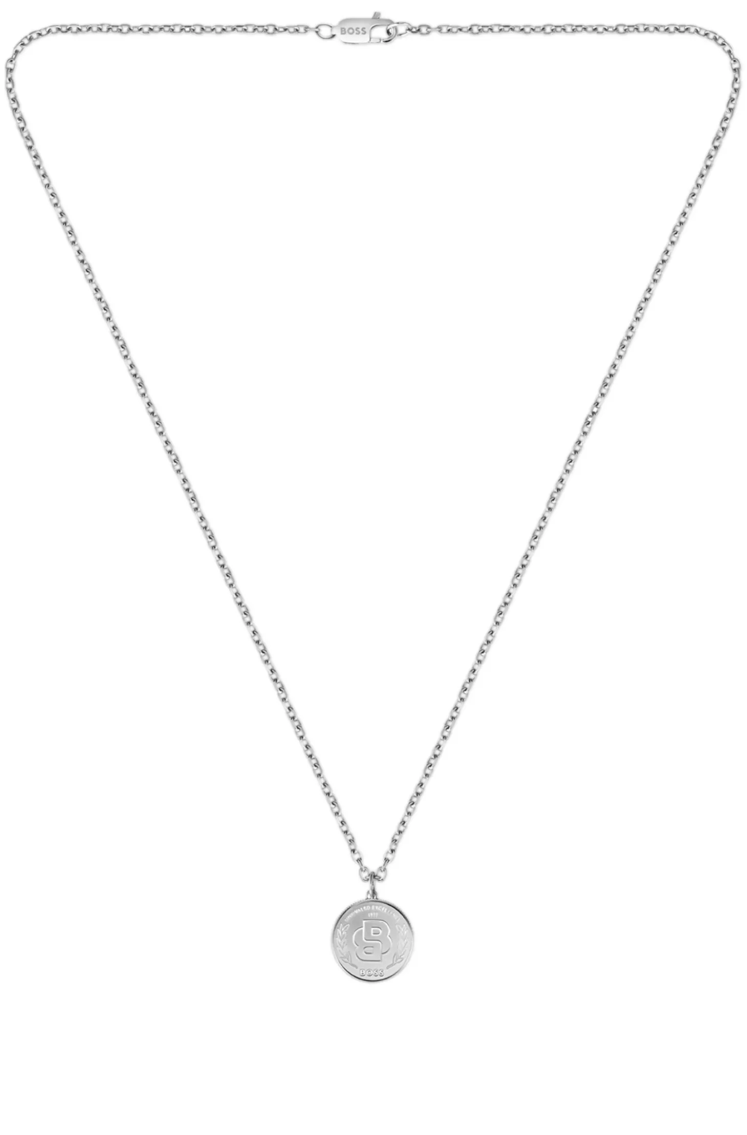 Silberfarbene Halskette mit Double-B-Monogramm-Medaillon