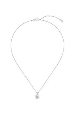 Silberfarbene Halskette mit Double-B-Monogramm als Anhänger