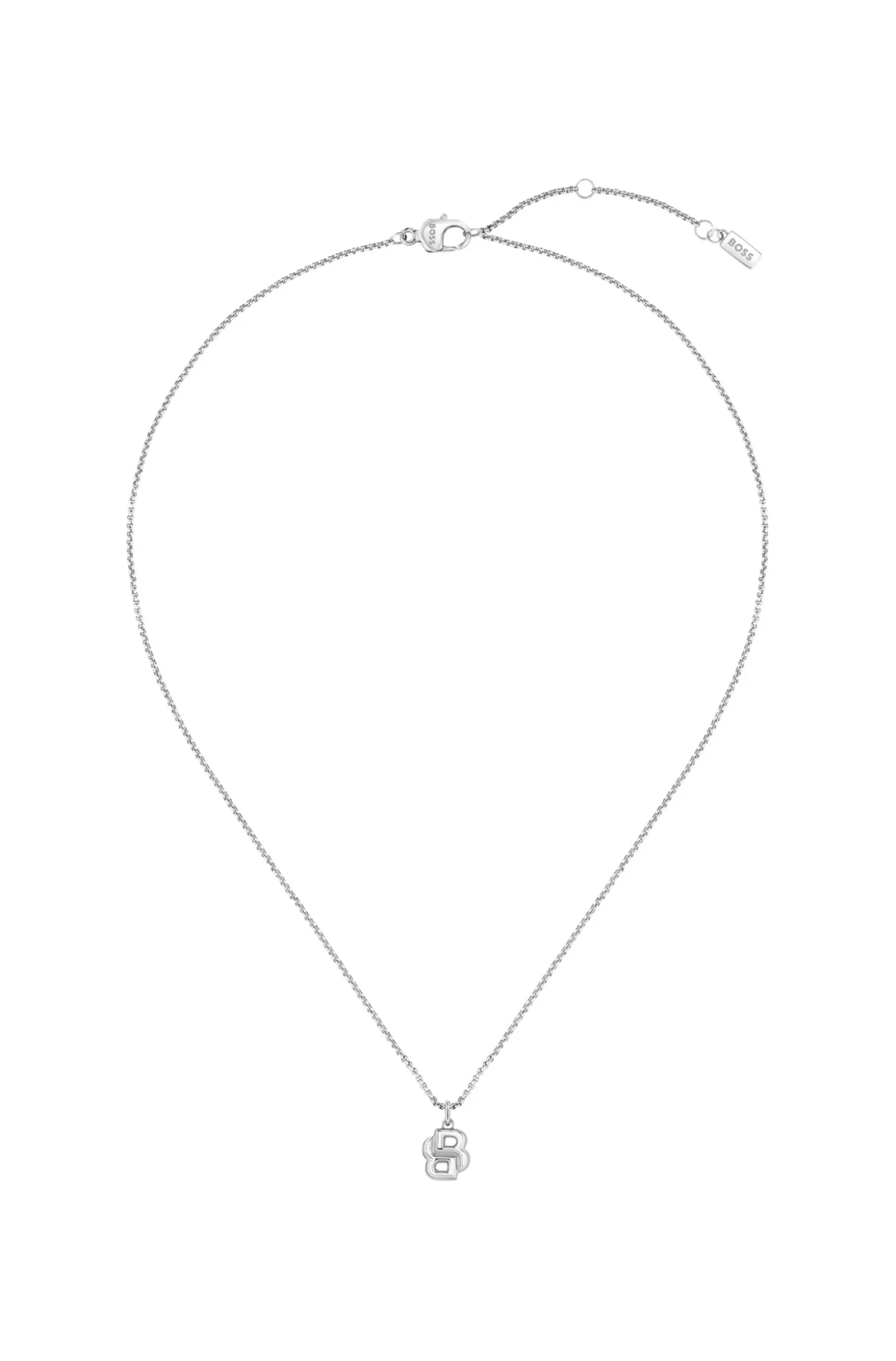 Silberfarbene Halskette mit Double-B-Monogramm als Anhänger