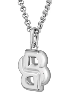 Silberfarbene Halskette mit Double-B-Monogramm als Anhänger
