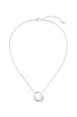 Silberfarbene Halskette mit kieselförmigem Logo-Anhänger
