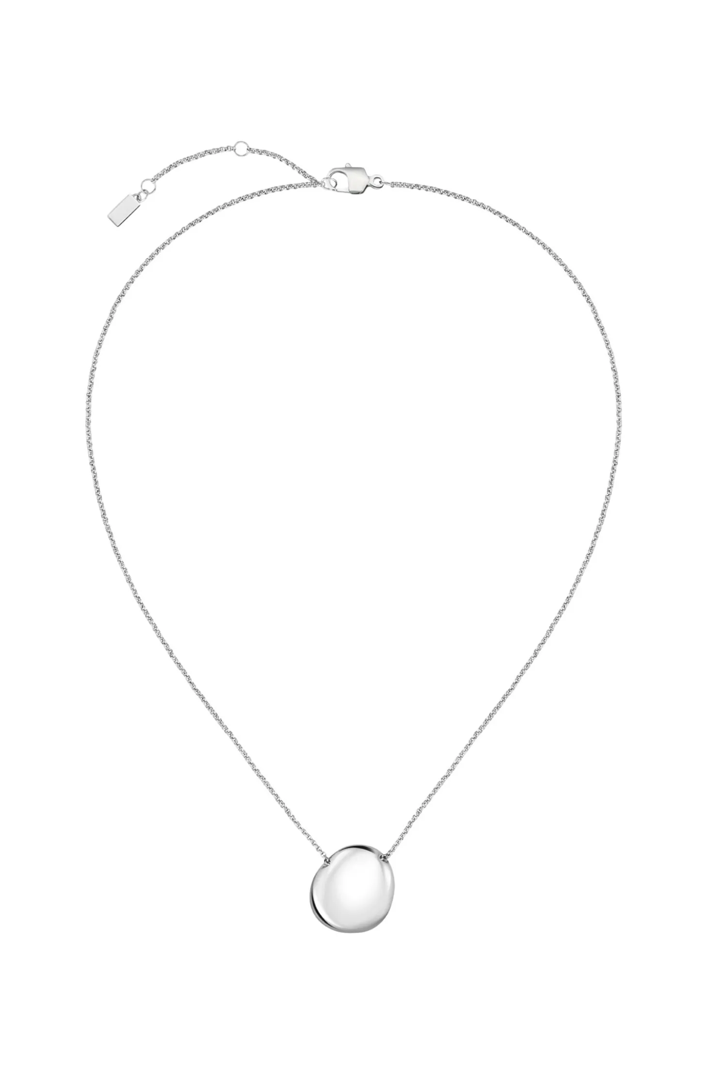 Silberfarbene Halskette mit kieselförmigem Logo-Anhänger