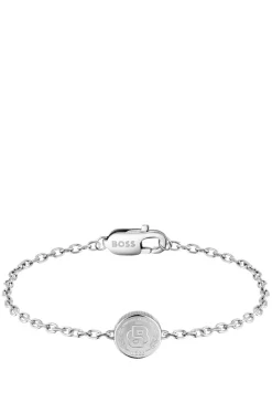 Silberfarbenes Armband mit Double-B-Monogramm-Medaillon