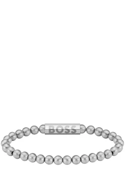 Silberfarbenes Armband mit Logo am Verschluss