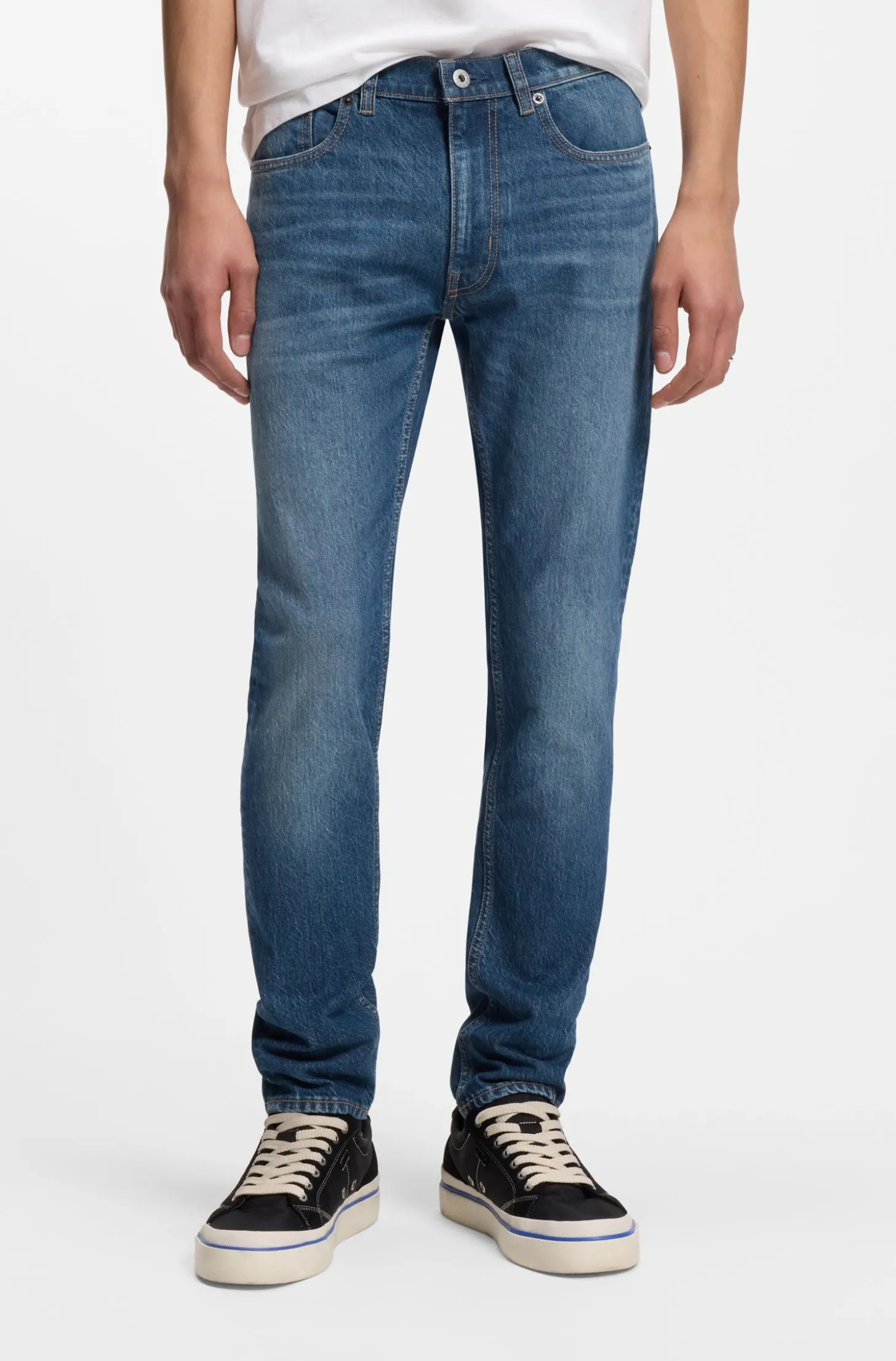 Skinny-Fit Jeans aus blauem Stretch-Denim