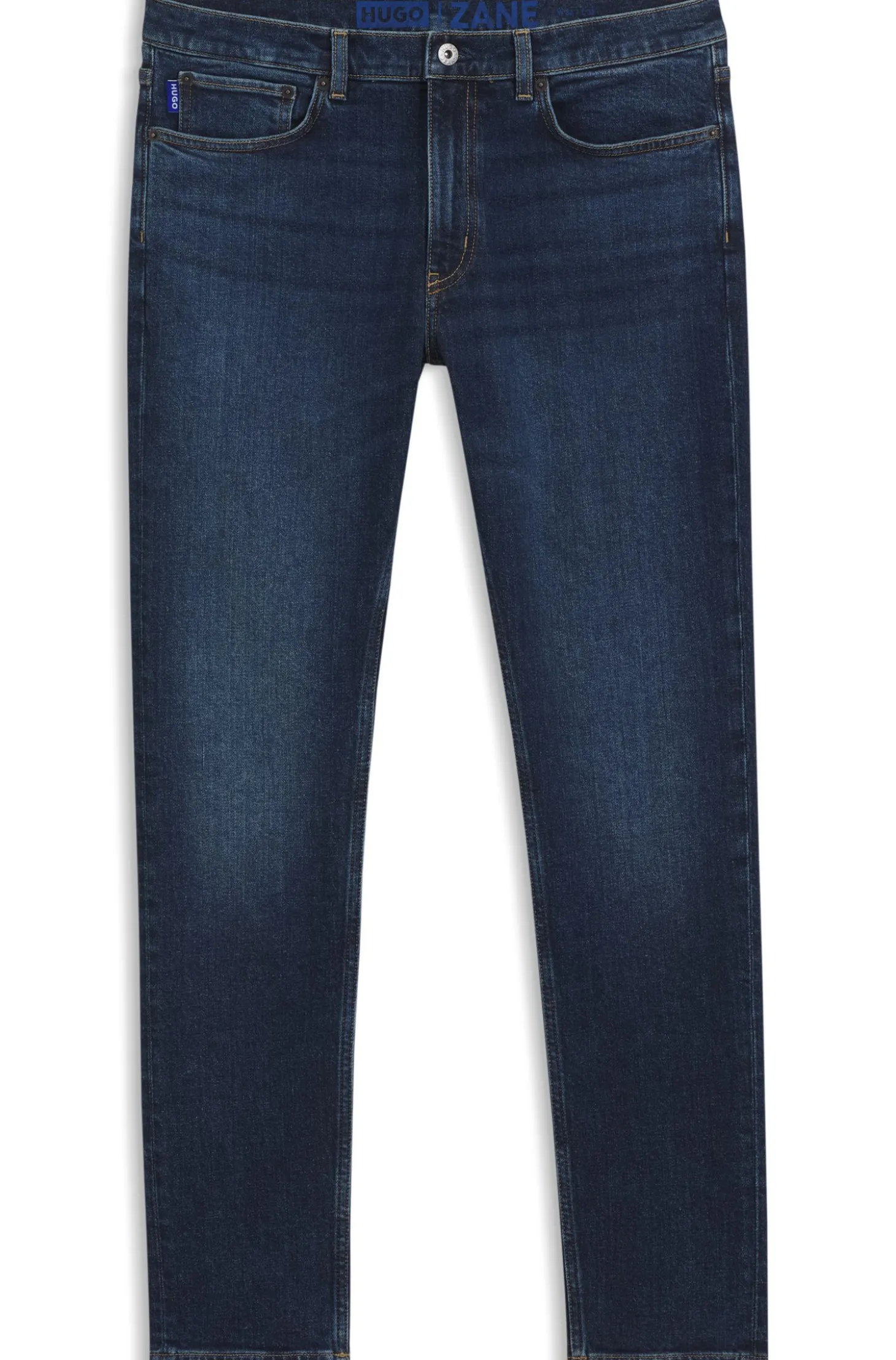 Skinny-Fit Jeans aus blauem Stretch-Denim mit Stone-washed-Finish