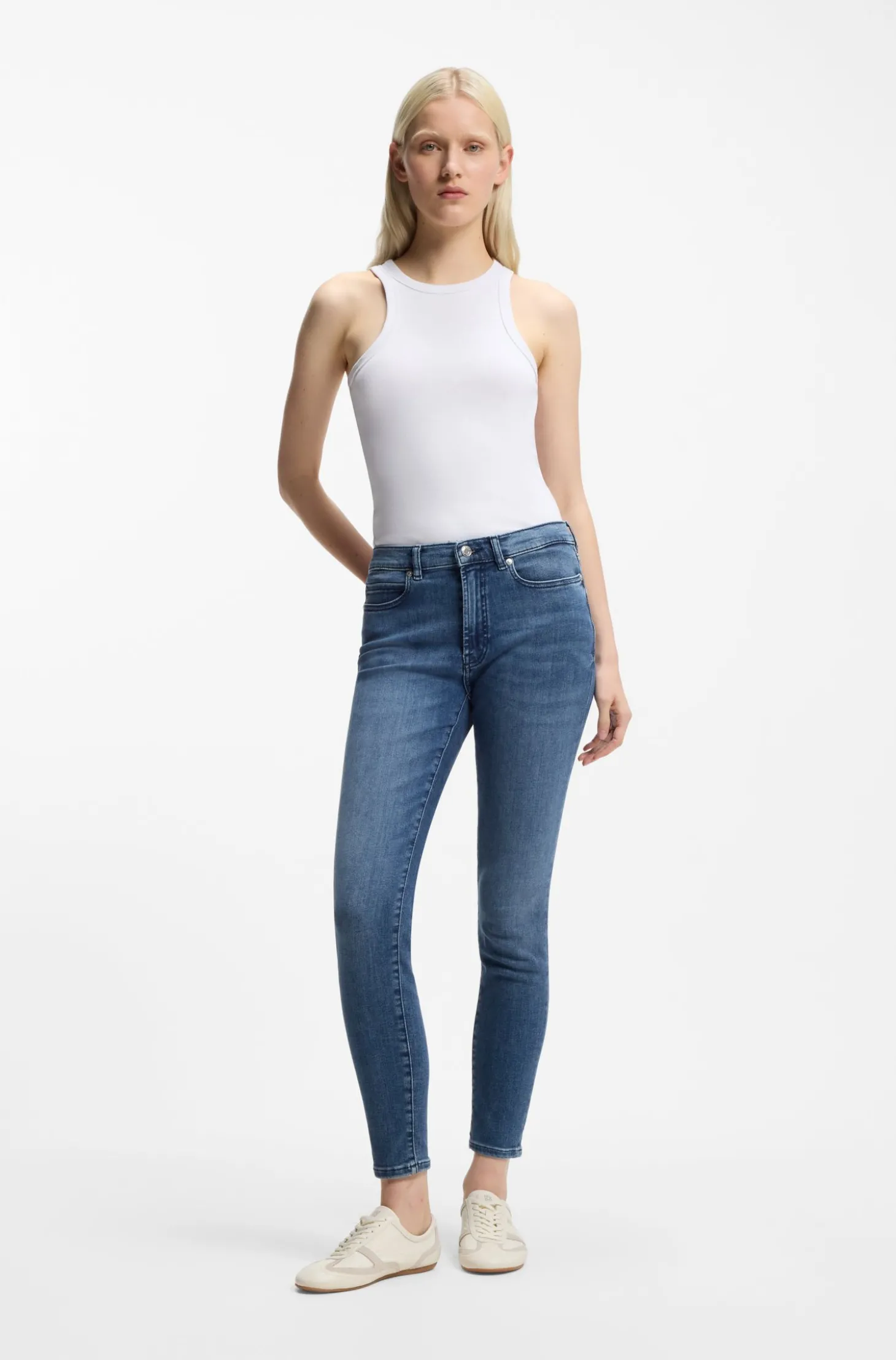 Skinny-Fit Jeans aus blauem Super-Stretch-Denim