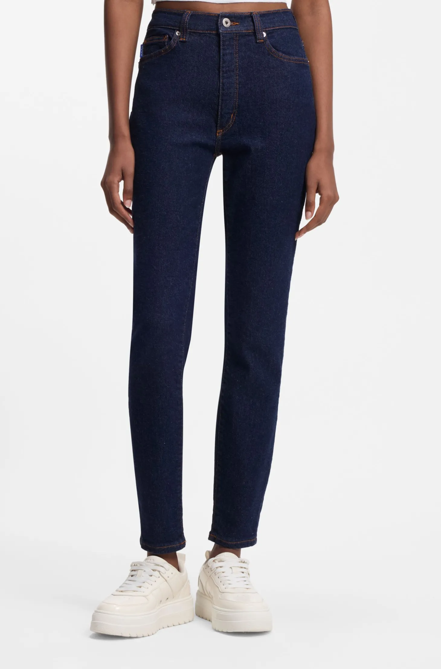 Skinny-Fit Jeans aus dunkelblauem Stretch-Denim