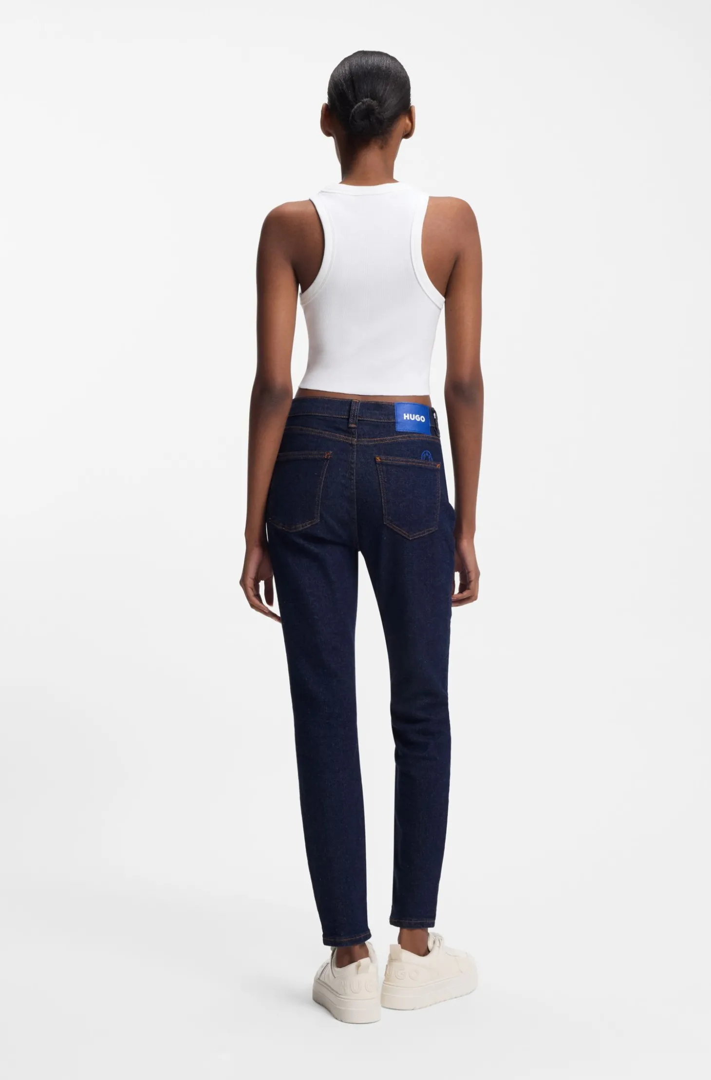 Skinny-Fit Jeans aus dunkelblauem Stretch-Denim